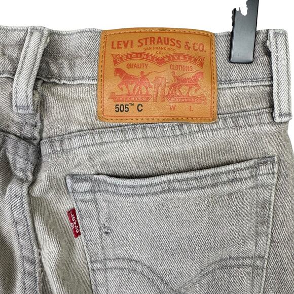 Levi's 505C Light Gray Denim Distressed Slim Straight Mid Rise Jeans - Picture 8 of 11